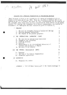 Proposal for a European Organisation of Fundamental Biology