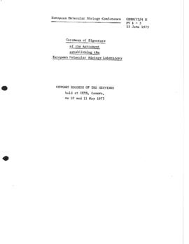 Ceremony of Signature of the Agreement Establishing the European Molecular Biology Laboratory